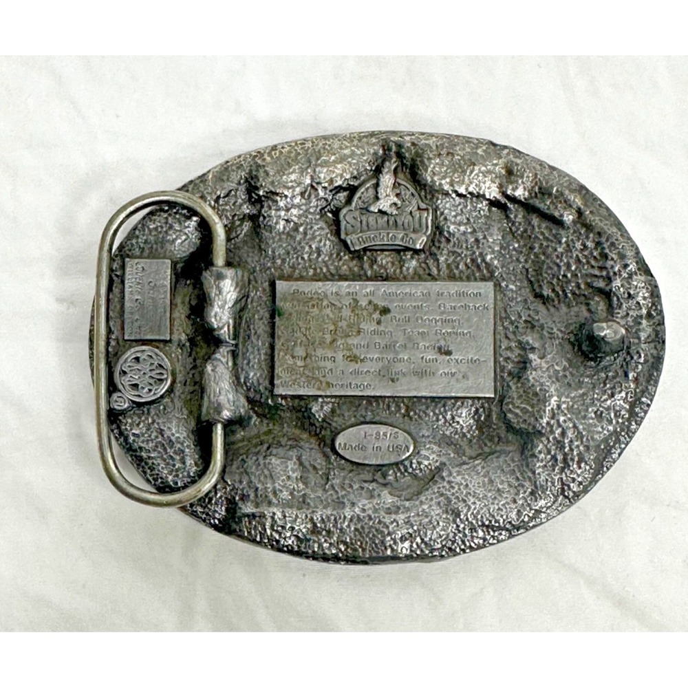 Siskiyou Rodeo Belt Buckle Vtg 1988 Pewter Western Cowboy Heavy Made USA - Picture 4 of 9